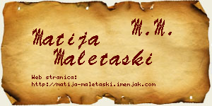 Matija Maletaški vizit kartica